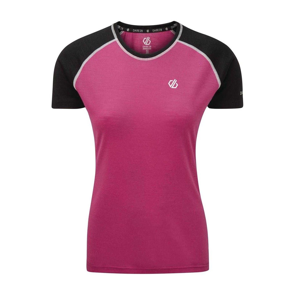 T-shirt manches courtes raglan motif/style blocs de couleurs FIXATE rose / noir, DARE 2B