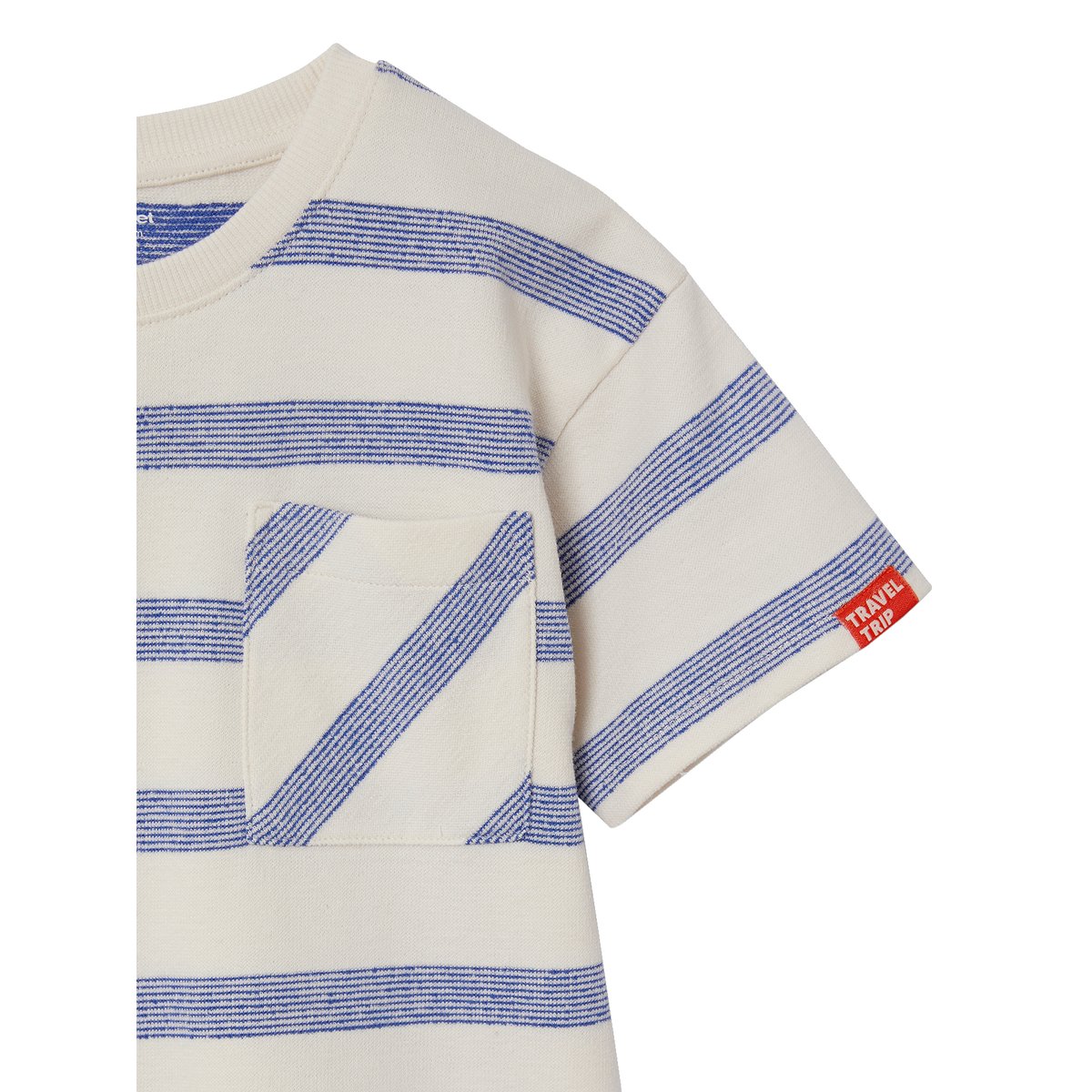 T-shirt épais effet gauffré rayé blanc, VERTBAUDET