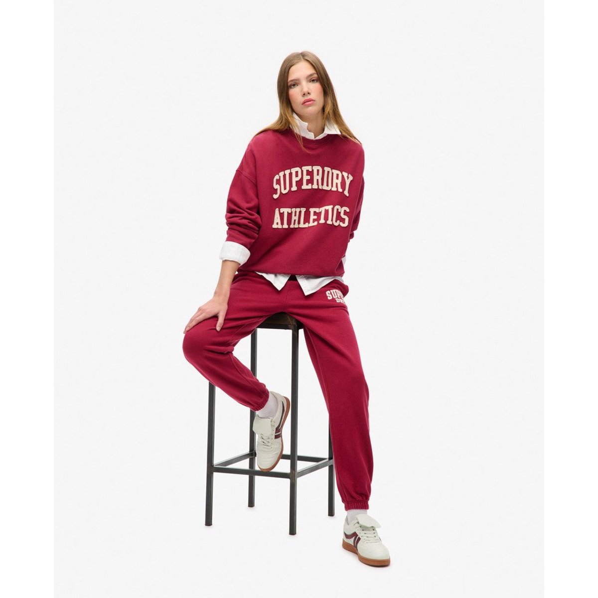Sweat-shirt oversize à texte appliqué Athletic Essentials rouge bordeaux, SUPERDRY