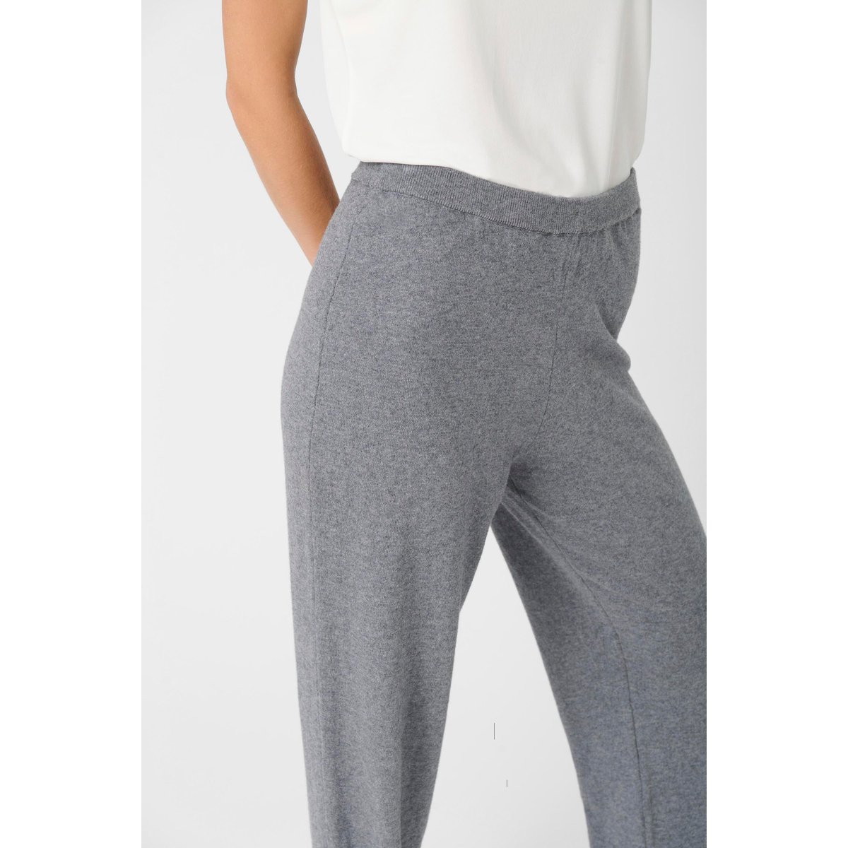 Pantalon Tricoté gris grey melange, SOAKED IN LUXURY