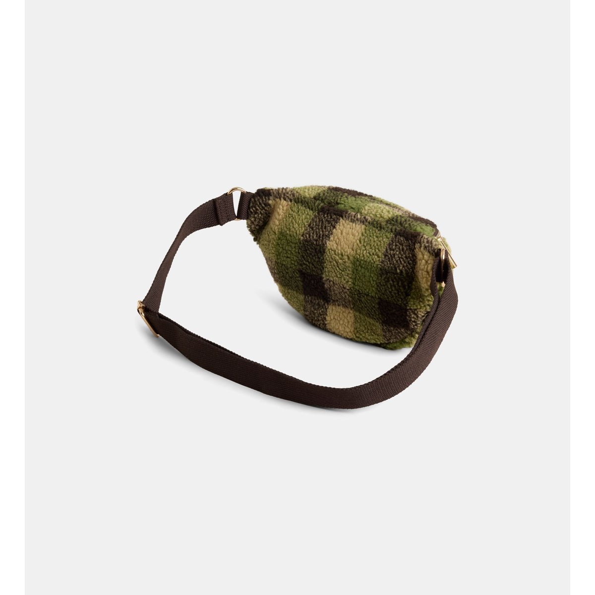 Sac banane almaz shearling à carreaux vert clair et vert foncé, GALERIES LAFAYETTE