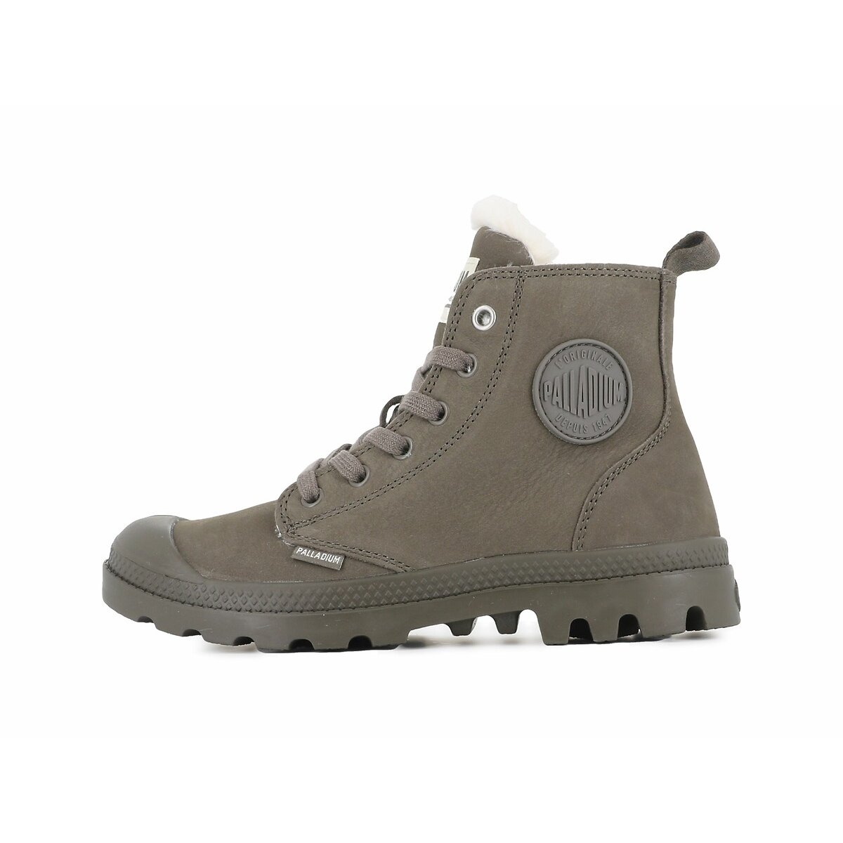 Bottines Pampa Hi Zip Wool fourrées en cuir gris, PALLADIUM
