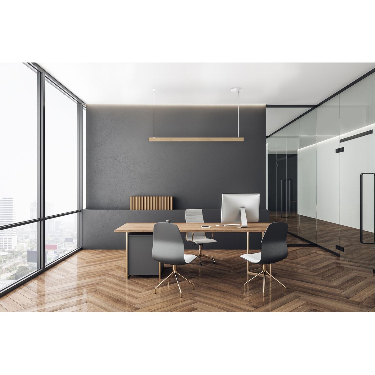 Suspension en bois design, LINHA S blanc, ALUMINOR