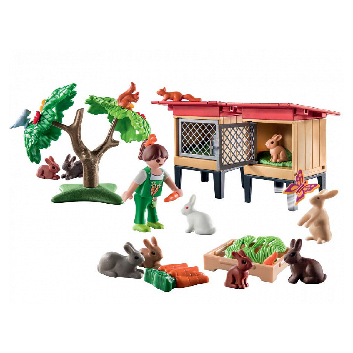 Enfant avec enclos et lapins multicolore, PLAYMOBIL