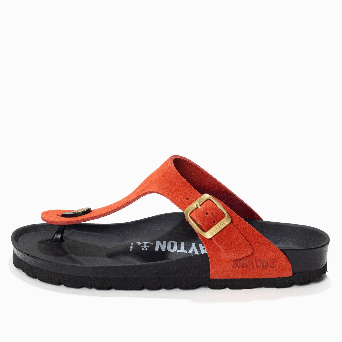 Tongs en cuir suédé MERCURE orange, BAYTON