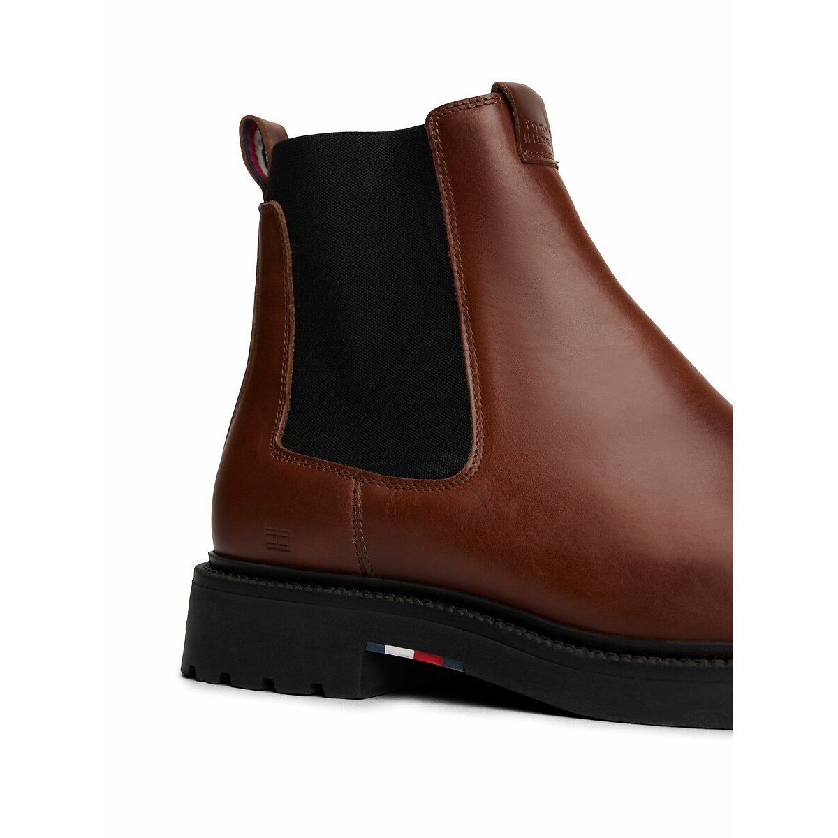 Stivaletti Chelsea in pelle cognac, TOMMY HILFIGER