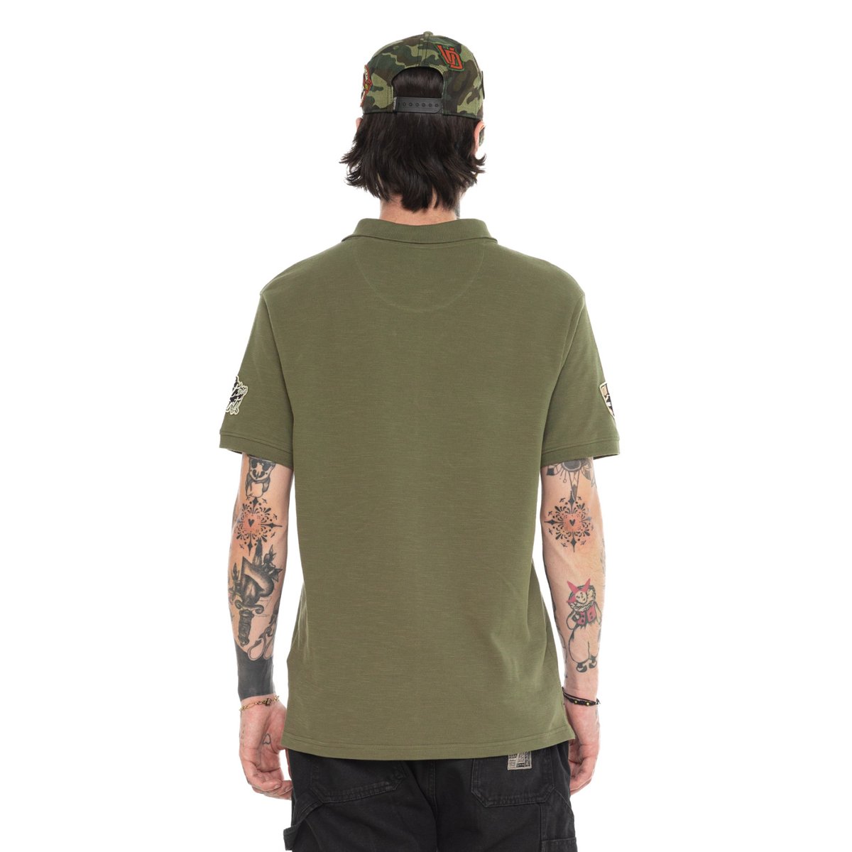 Polo coton piqué RAPH kaki/noir/beige, VON DUTCH