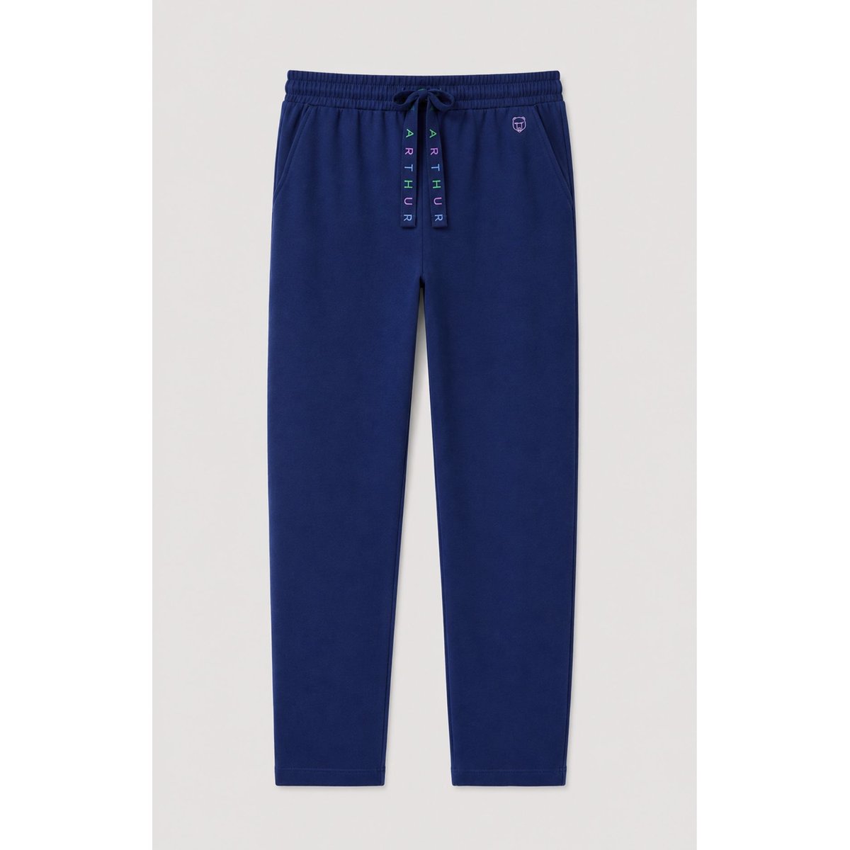 Pantalon en jersey de coton léger couleur unie Minuit marine, ARTHUR