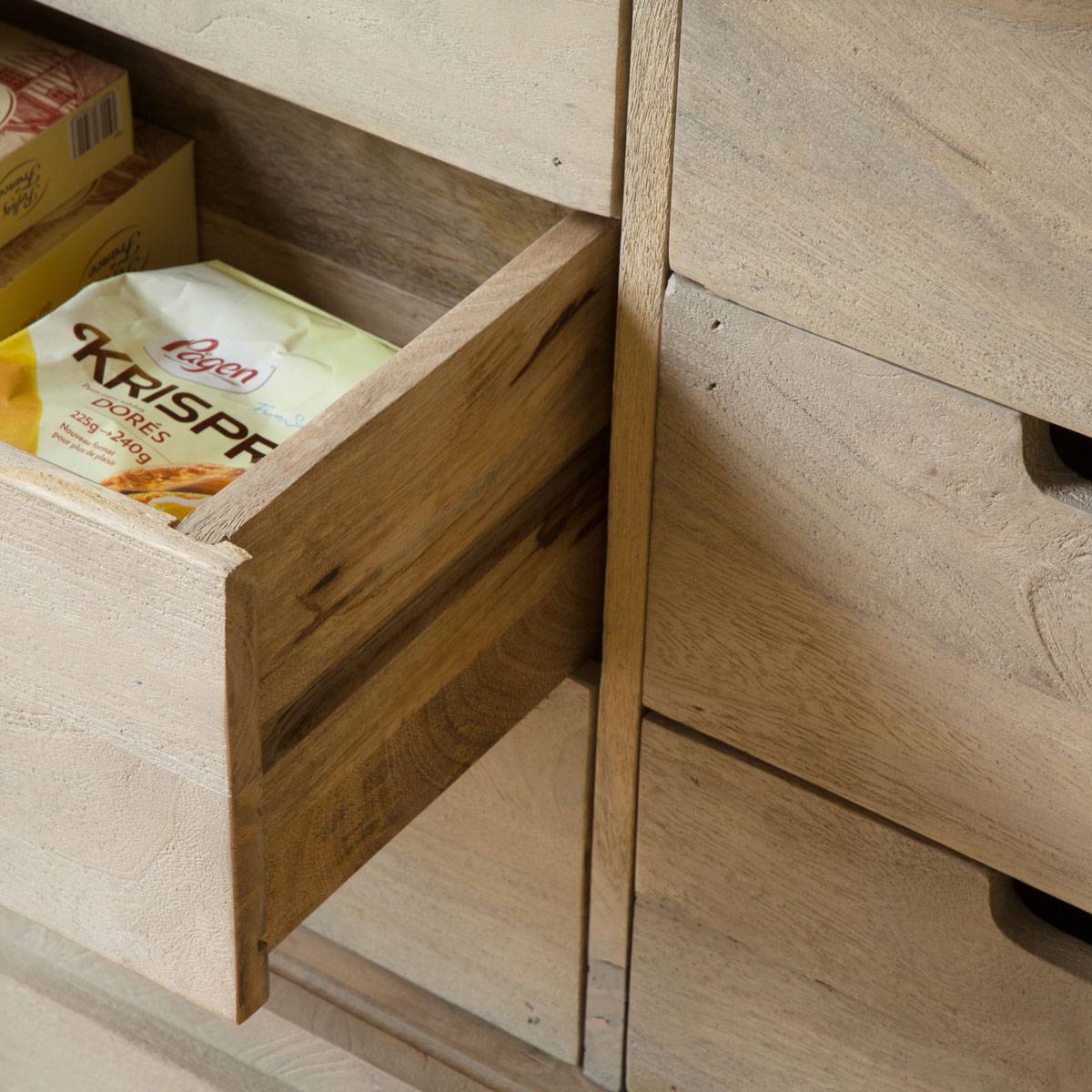 Vaisselier en bois de manguier NINA bois clair, MADE IN MEUBLES