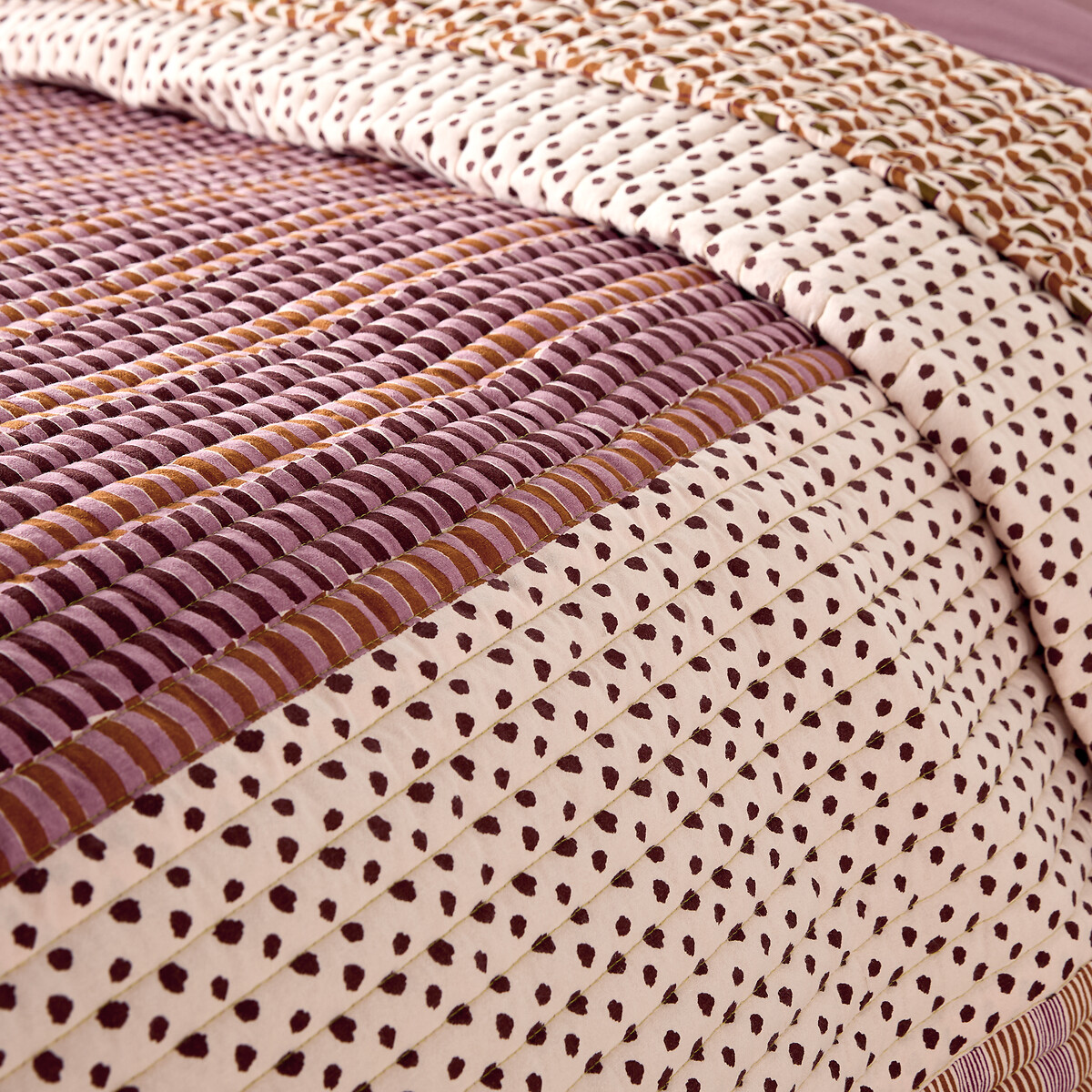 Couvre-lit matelassé imprimé patchwork coton lavé, NAHRO imprimé, LA REDOUTE INTERIEURS