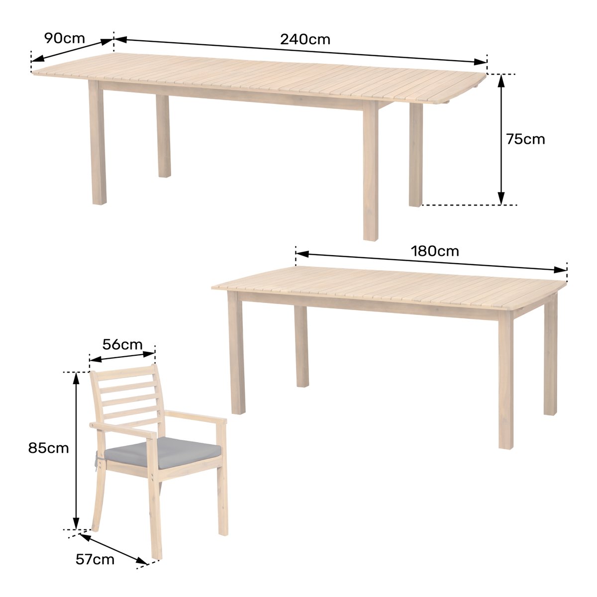 Salon de jardin, extensible, 8 pl, PADAR gris, marron, HAPPY GARDEN
