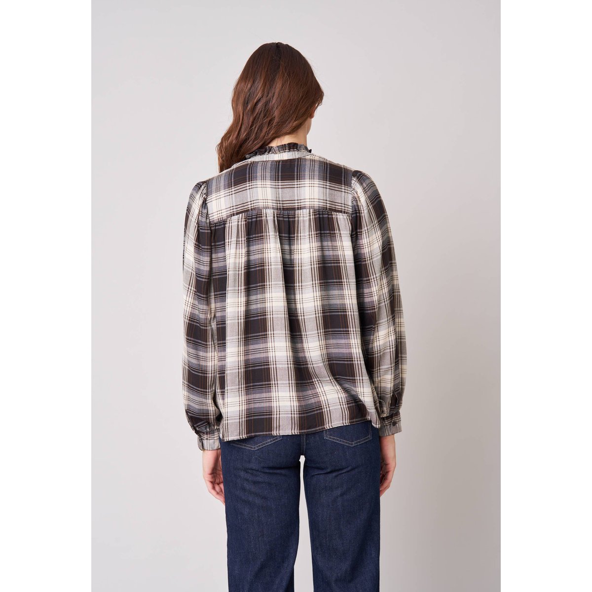 Chemise femme à carreaux en 100% coton FANETTE brown, DEELUXE