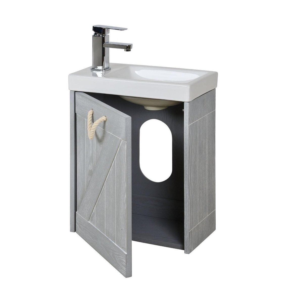 Meuble lave-mains + robinet MISTRAL gris patiné, MOB IN