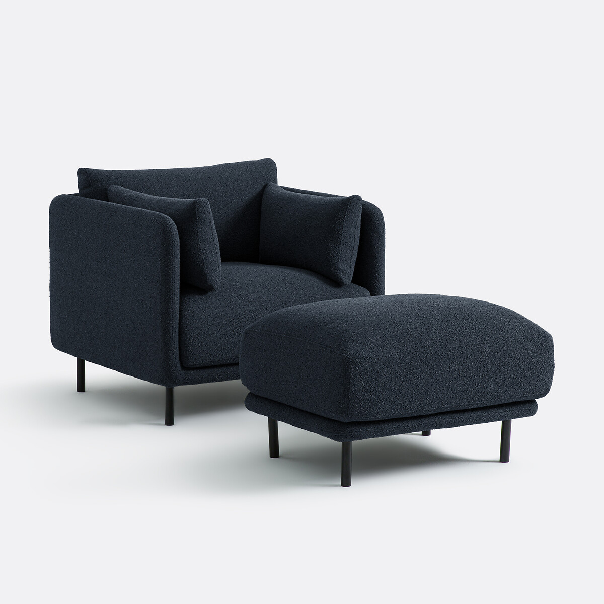 Poef, fijne badstof, Victor blauw, LA REDOUTE INTERIEURS