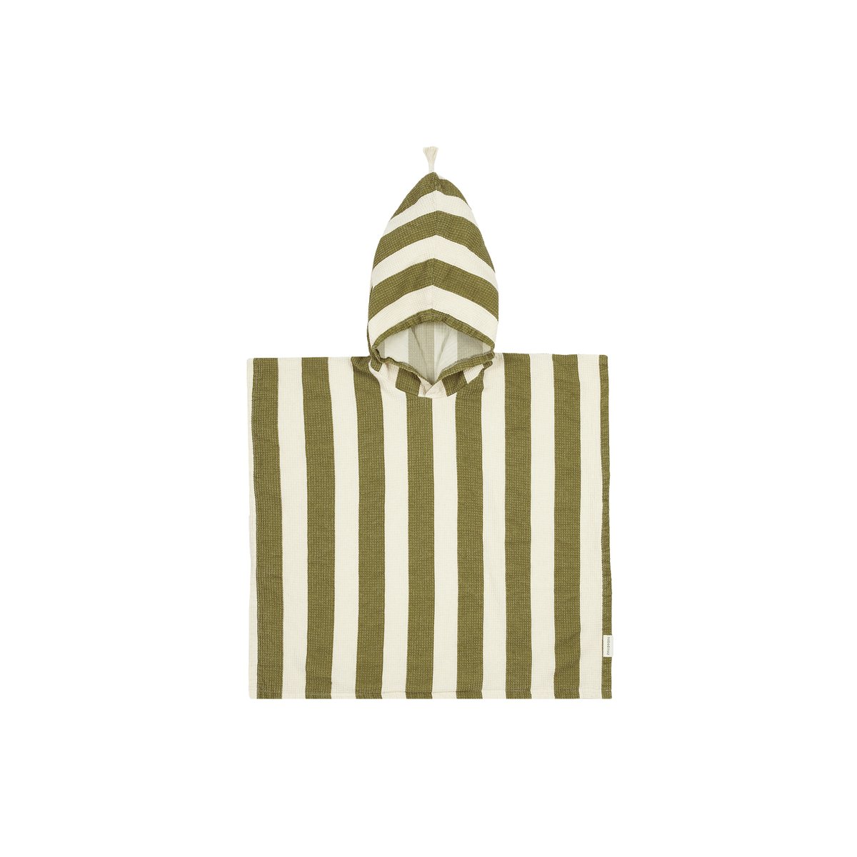 Poncho de plage 3-6Y doublure en gaze de coton PORTOFINO rayures gaufrées pistache, NOBODINOZ