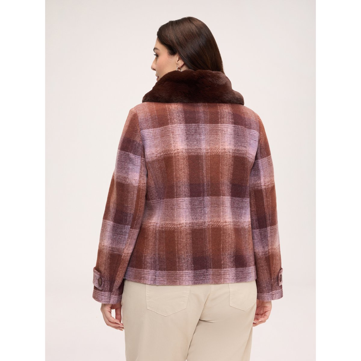 Veste croisée à carreaux marron, FIORELLA RUBINO