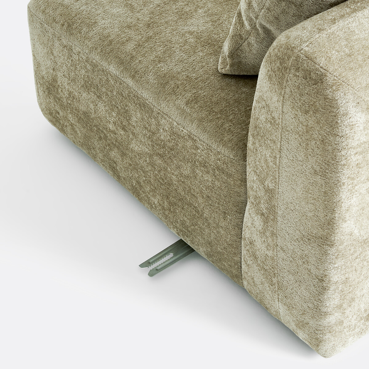 Elément chauffeuse pour canapé modulable, en chenille épaiise, AMAD vert sauge, LA REDOUTE INTERIEURS