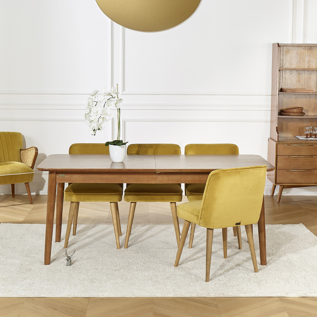 Table à manger rectangulaire style scandinave, 6 convives SOLO marron, ROBIN DES BOIS