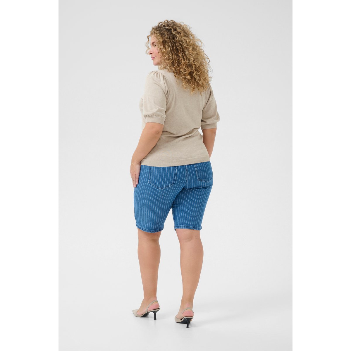 Knitted pullover beige feather gray melange, KAFFE CURVE