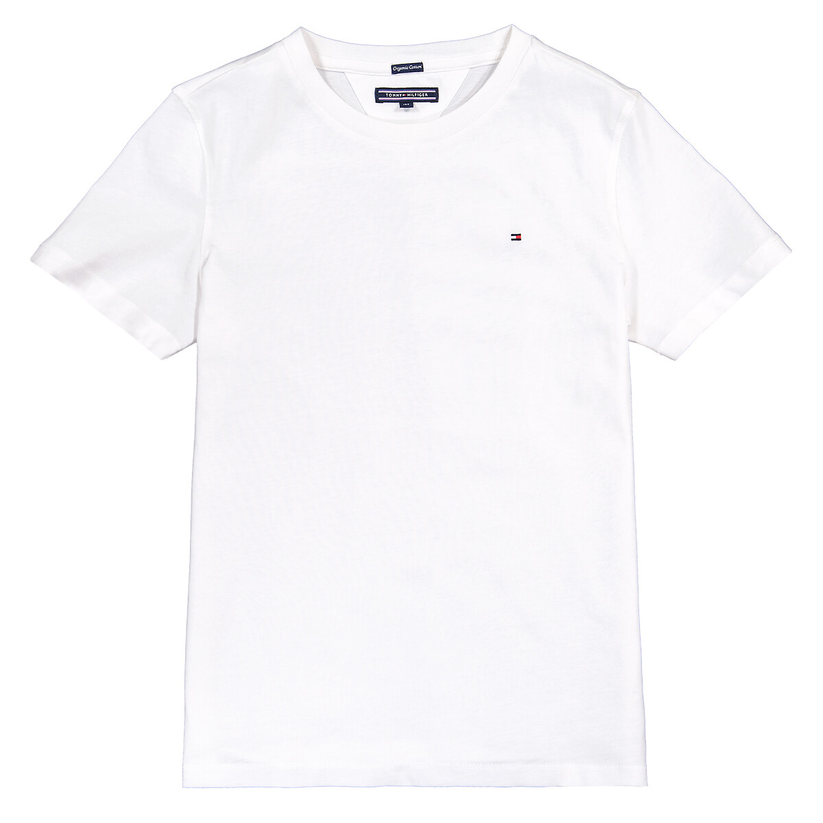 T-shirt em algodão bio, gola redonda branco, TOMMY HILFIGER