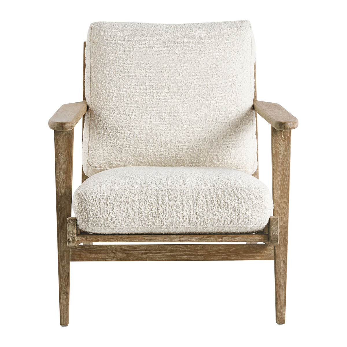 Fauteuil à bouclettes en frêne beige, BLANC D’IVOIRE