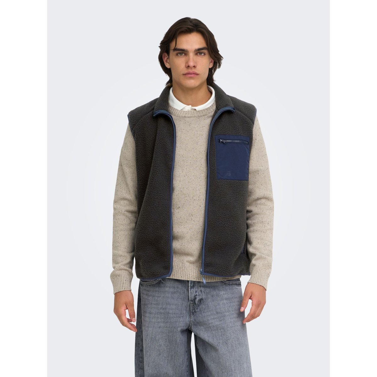 Gilet En Peluche noire - phantom, ONLY & SONS