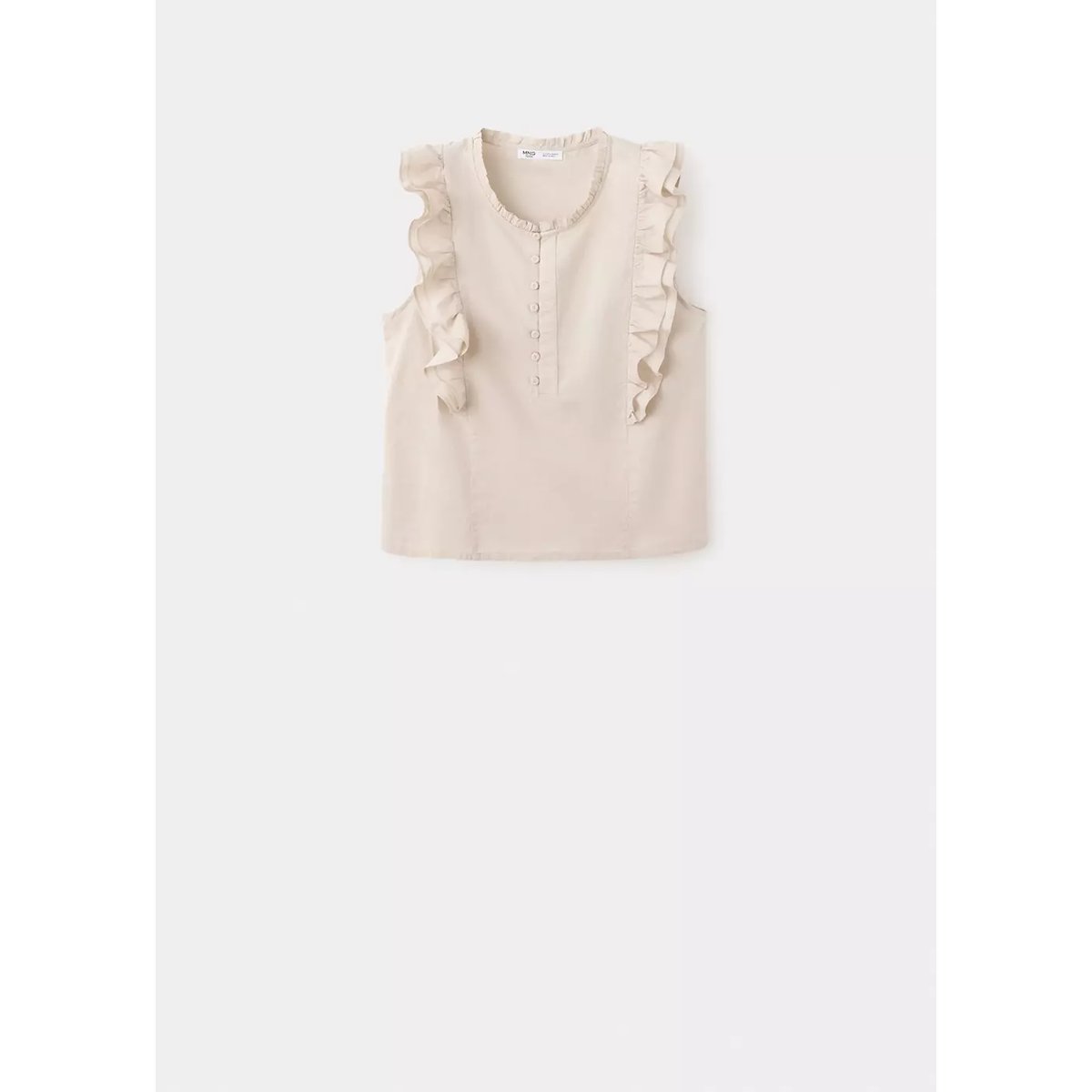 Top coton détail volants marron moyen, MANGO TEEN