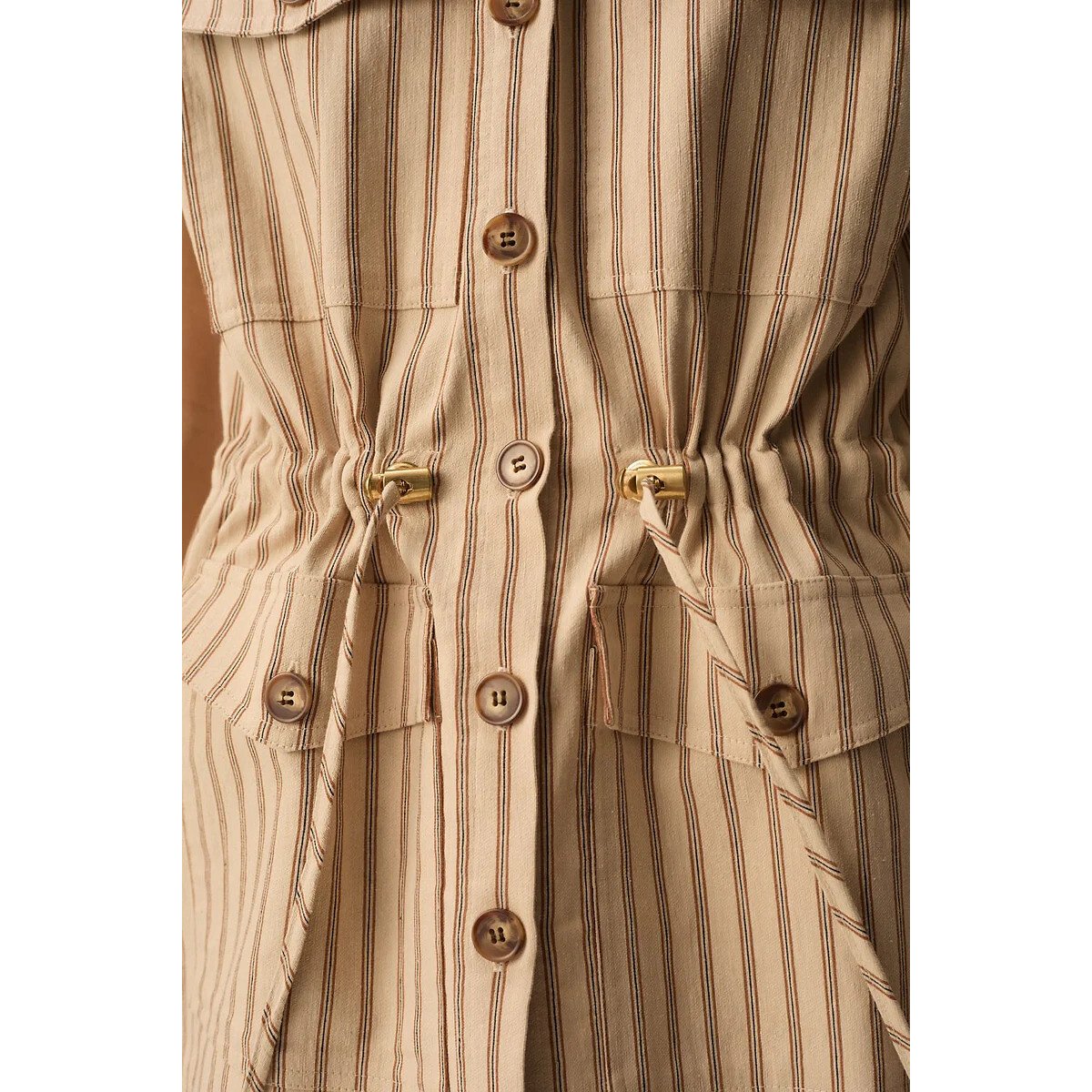 Valentina Striped Sleeveless Jacket beige, DES PETITS HAUTS