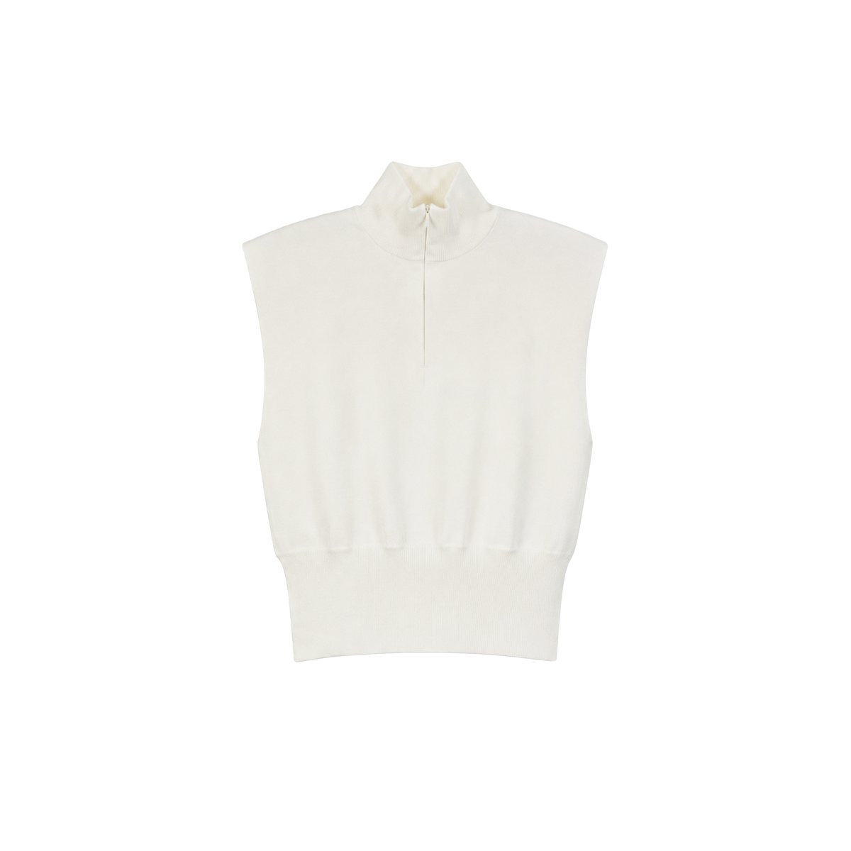 Pull sans manches tricot col camionneur blanc cassé, IKKS