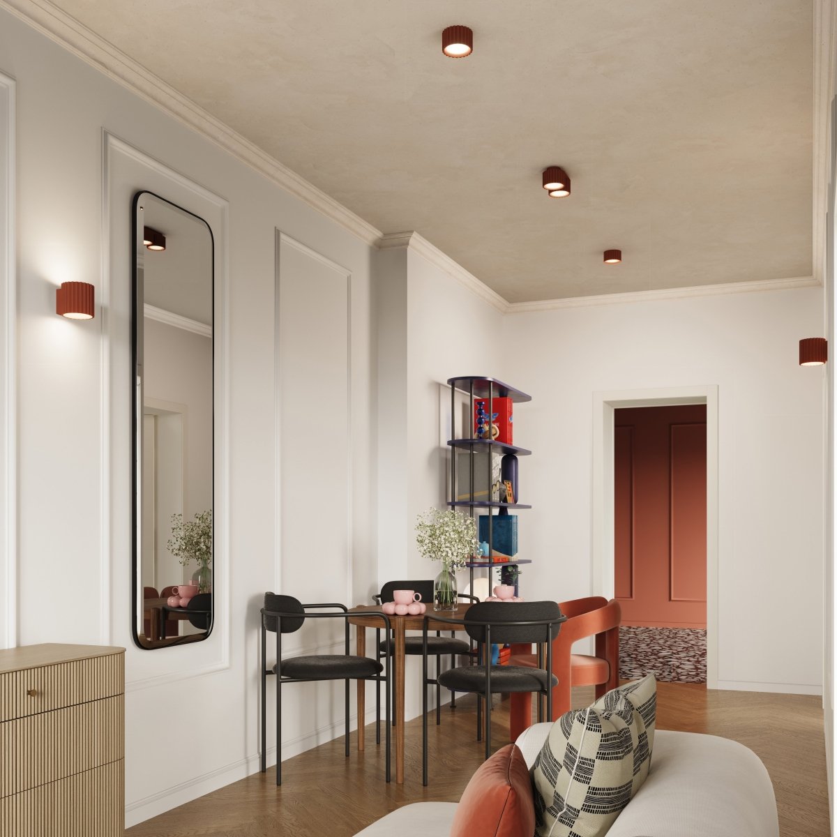 Plafonnier Aluminium Ocre Rouge Gx53 2 Aura rouge, EDEN