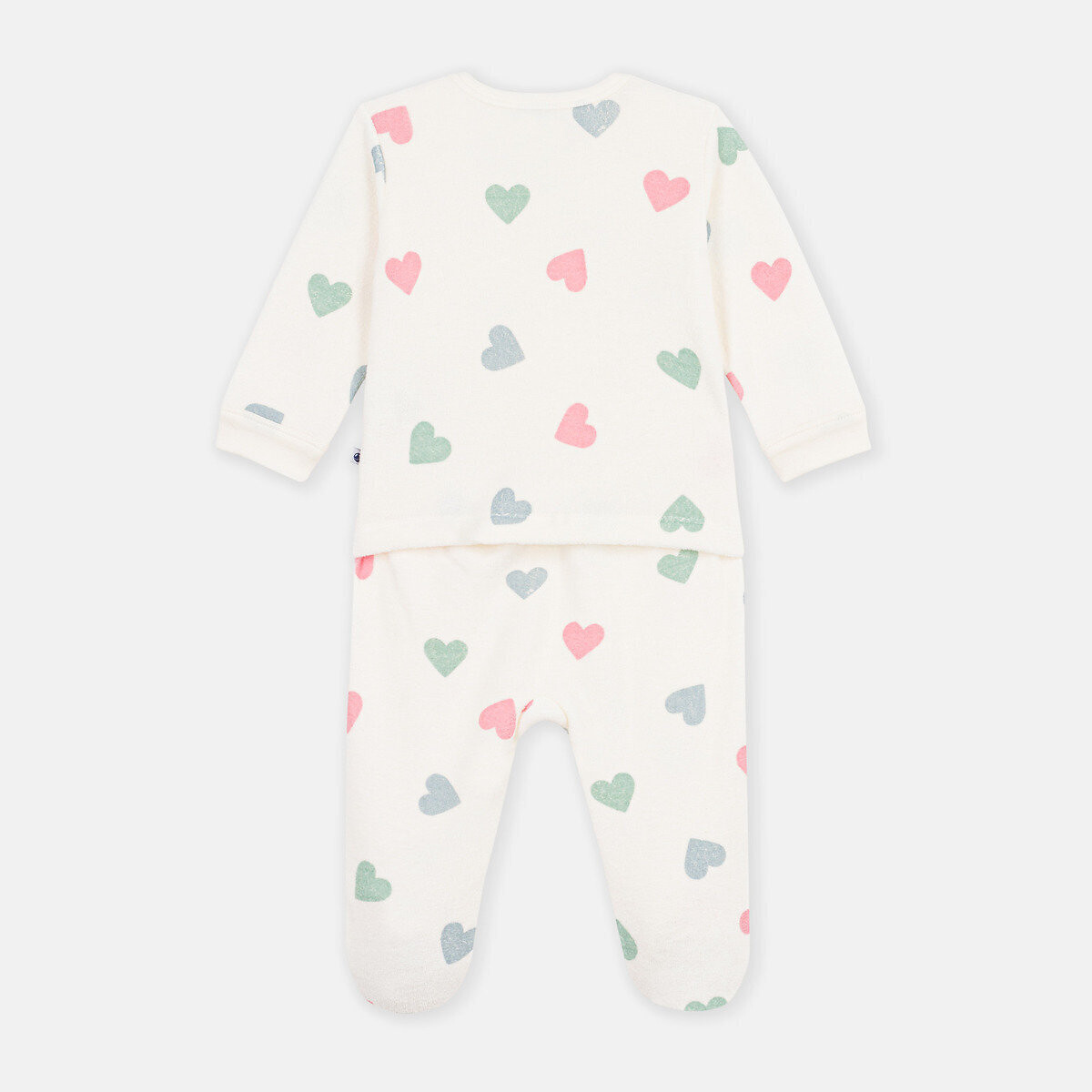 Pyjama en coton éponge, imprimé coeurs imprimé coeur, PETIT BATEAU