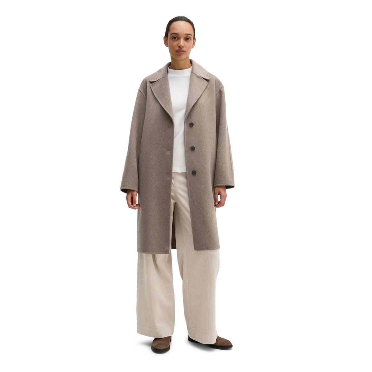 Manteau en laine relaxed en double face mélangée de haute qualité beige, MARC O'POLO