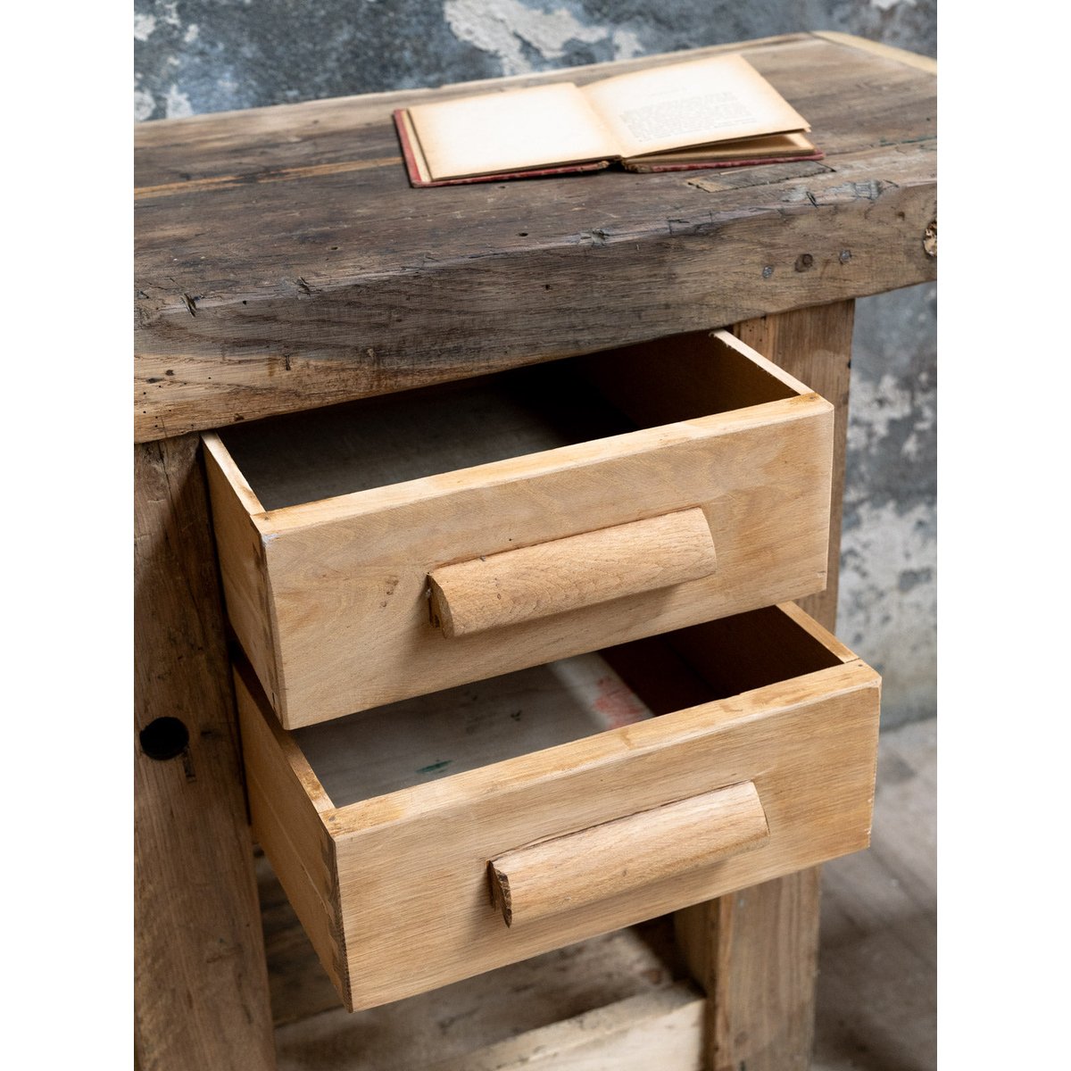Petit établi en bois avec tiroirs Fernand N°461 - Bon état bois clair, DEBONGOUT