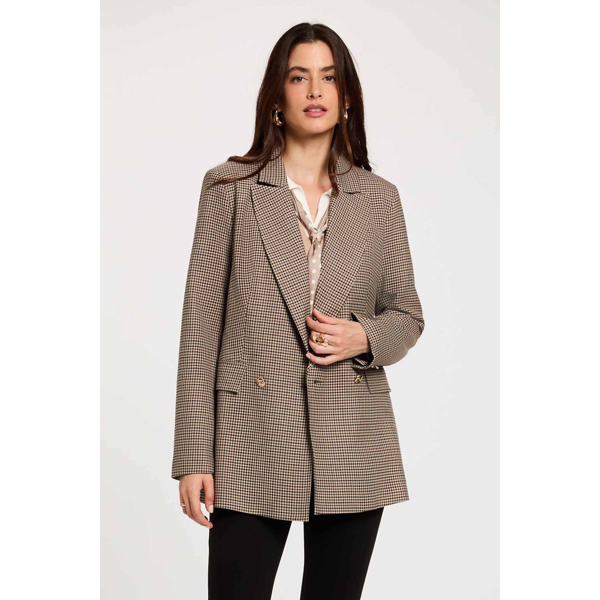Blazer droit col tailleur marron, MORGAN