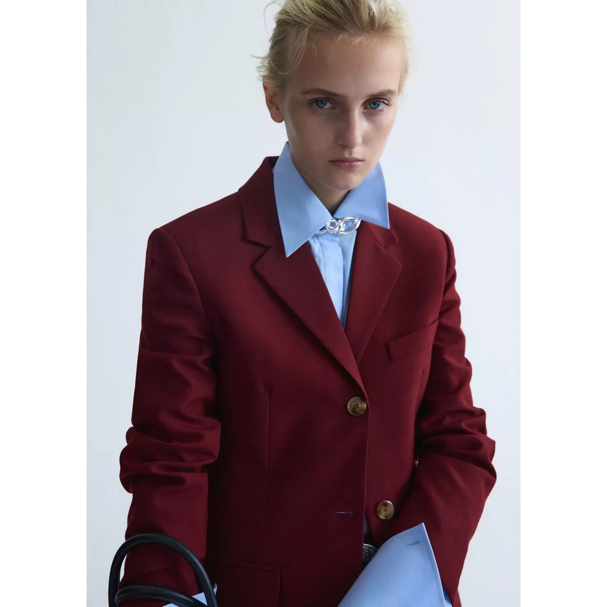Blazer costume laine lie de vin, MANGO