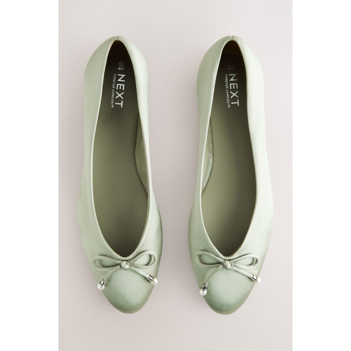 Ballerines avec nœud vert sauge, NEXT
