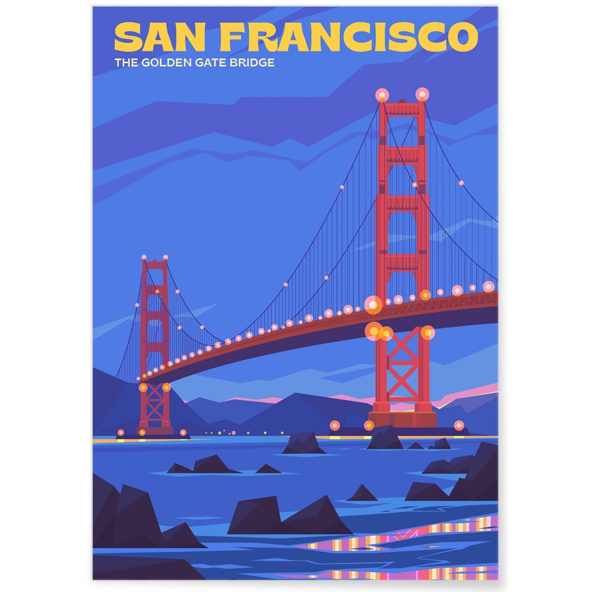 Affiche ville San Francisco 3 blanc, L'AFFICHERIE