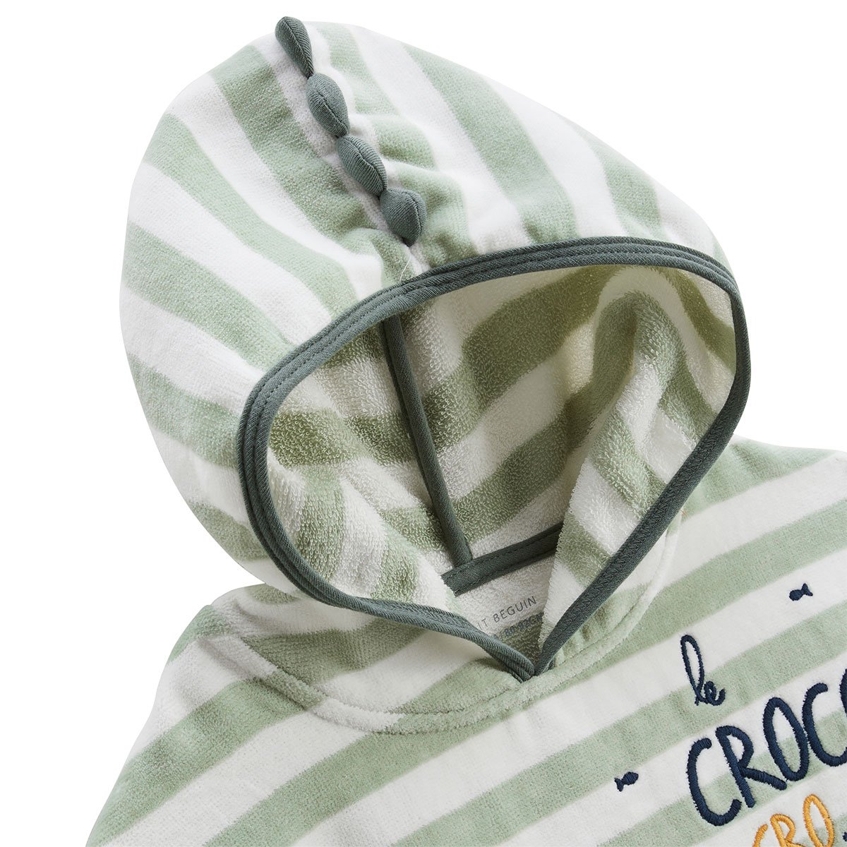 Poncho de bain bébé Crocro rigolo kaki, PETIT BEGUIN