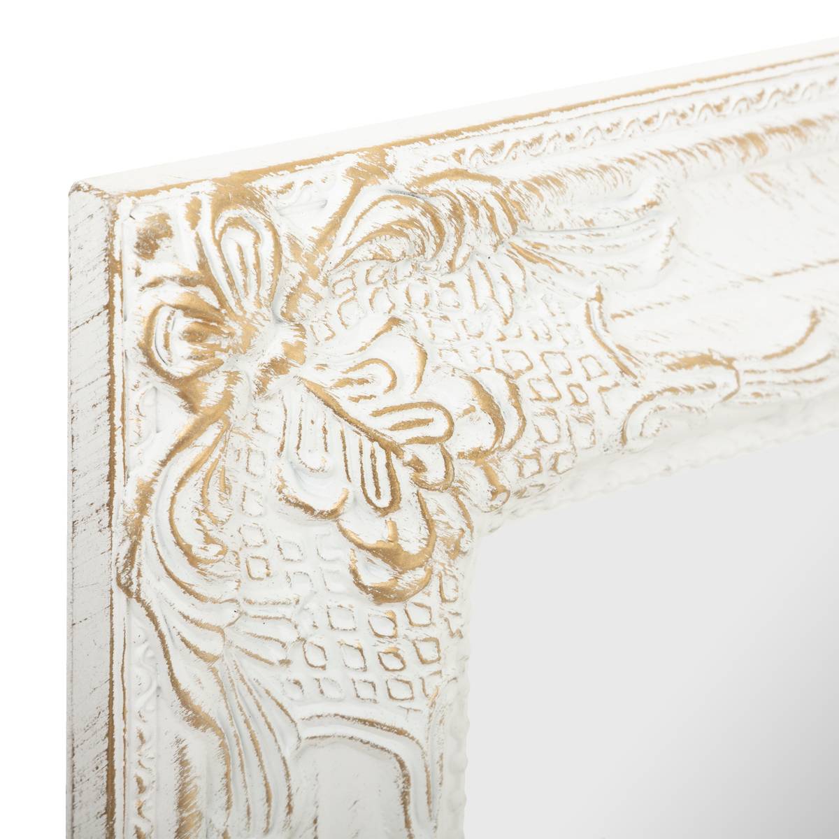 Miroir sur pied en bois blanchi MAYA blanc, ATMOSPHERA