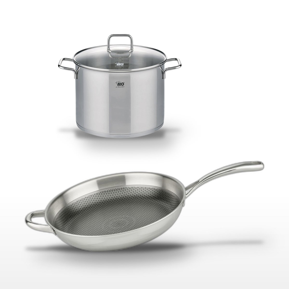 Batterie 1 poêle 32cm + 1 faitout 12cm RELIEF EVOLUTION inox, ELO