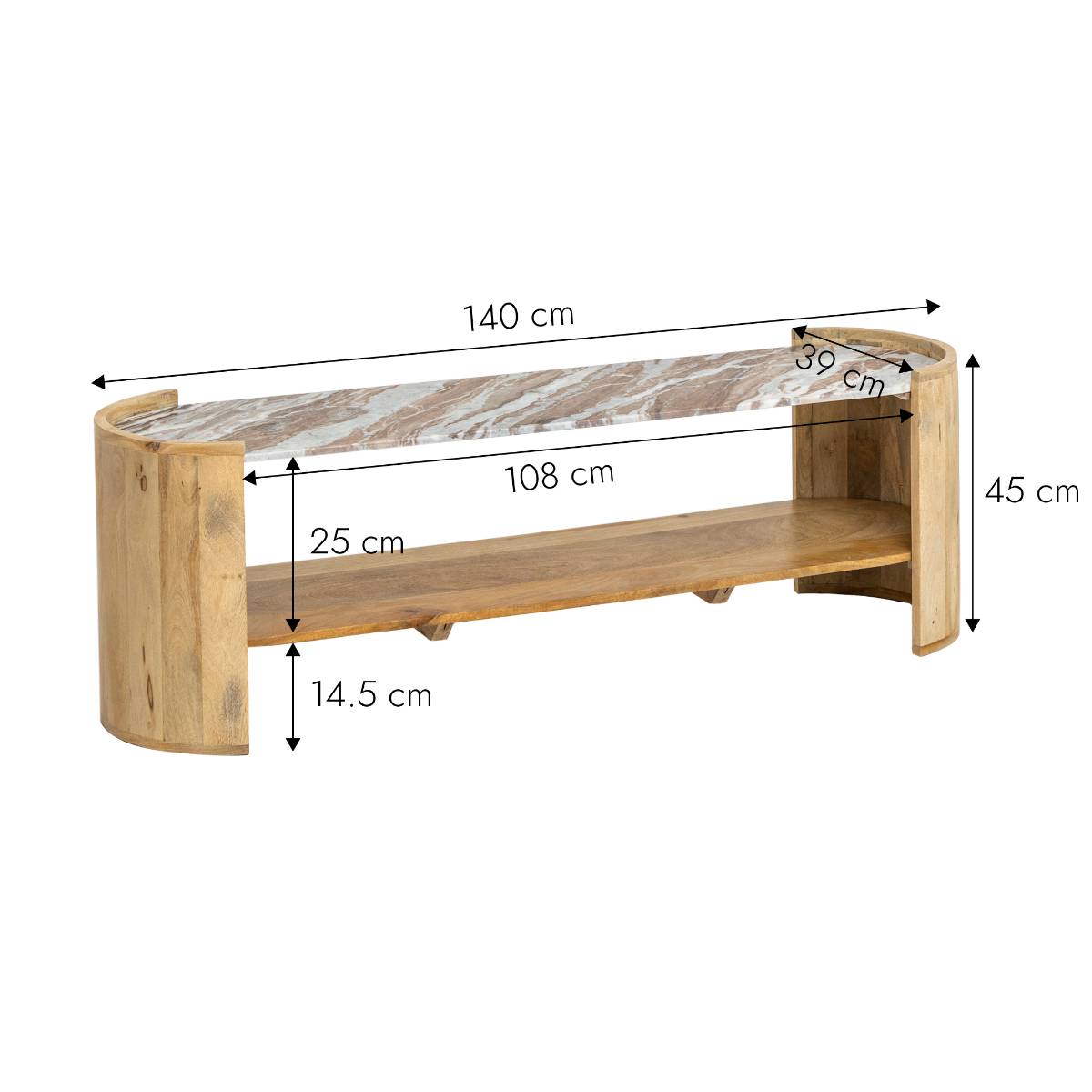 Table basse en bois de manguier ISABELLA bois clair, MADE IN MEUBLES
