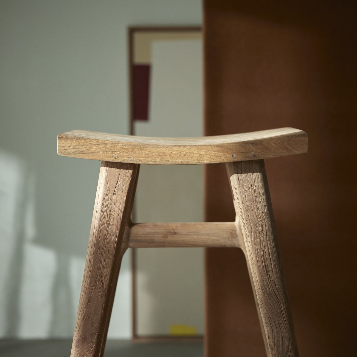 Tabouret de bar en Teck massif, ALIA naturel, TIKAMOON
