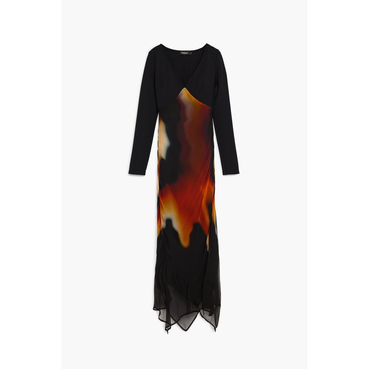 Robe midi à manches longues noir, DESIGUAL