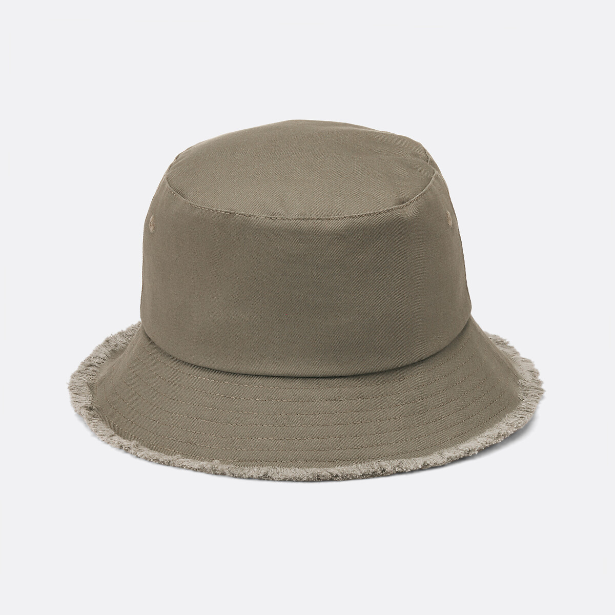 Canvas bucket hat with frayed edge khaki, LA REDOUTE COLLECTIONS