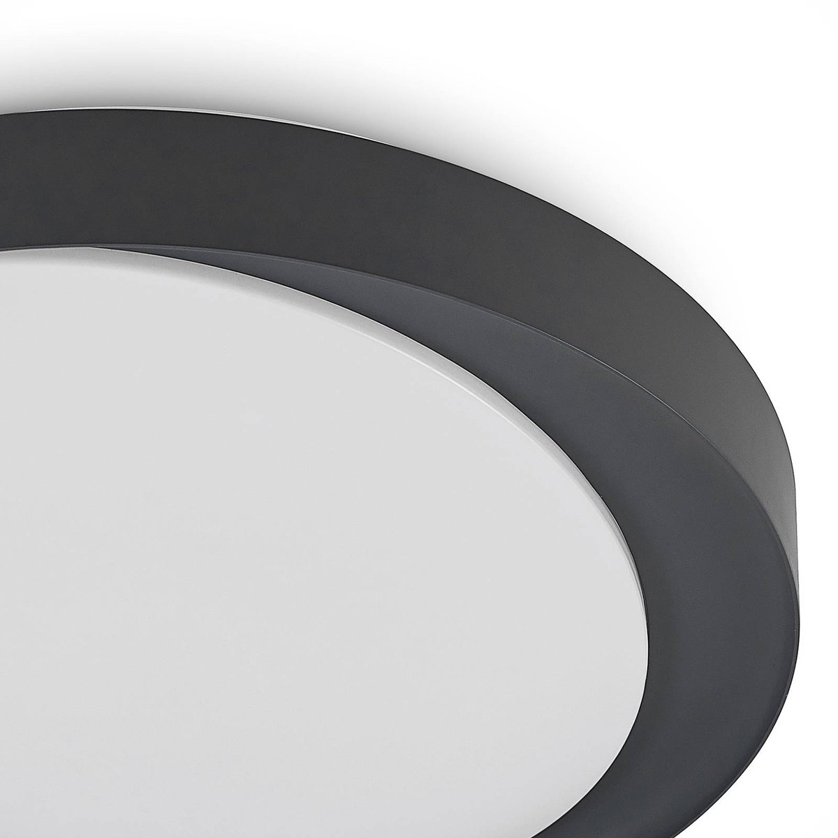 Plafonnier moderneLED, Alyano blanc, gris foncé, LINDBY