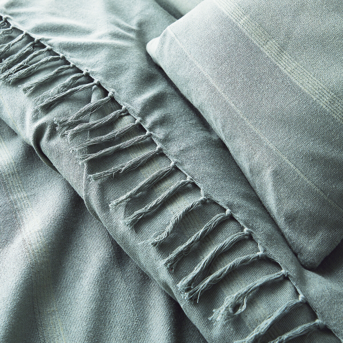 Nedo Fringed Cotton Bedspread pale green, LA REDOUTE INTERIEURS