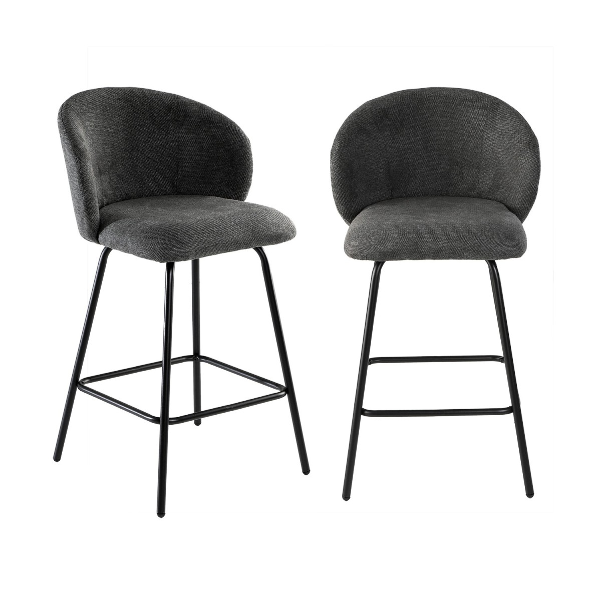 Lot de 2 tabourets - SORREL gris anthracite, CALICOSY