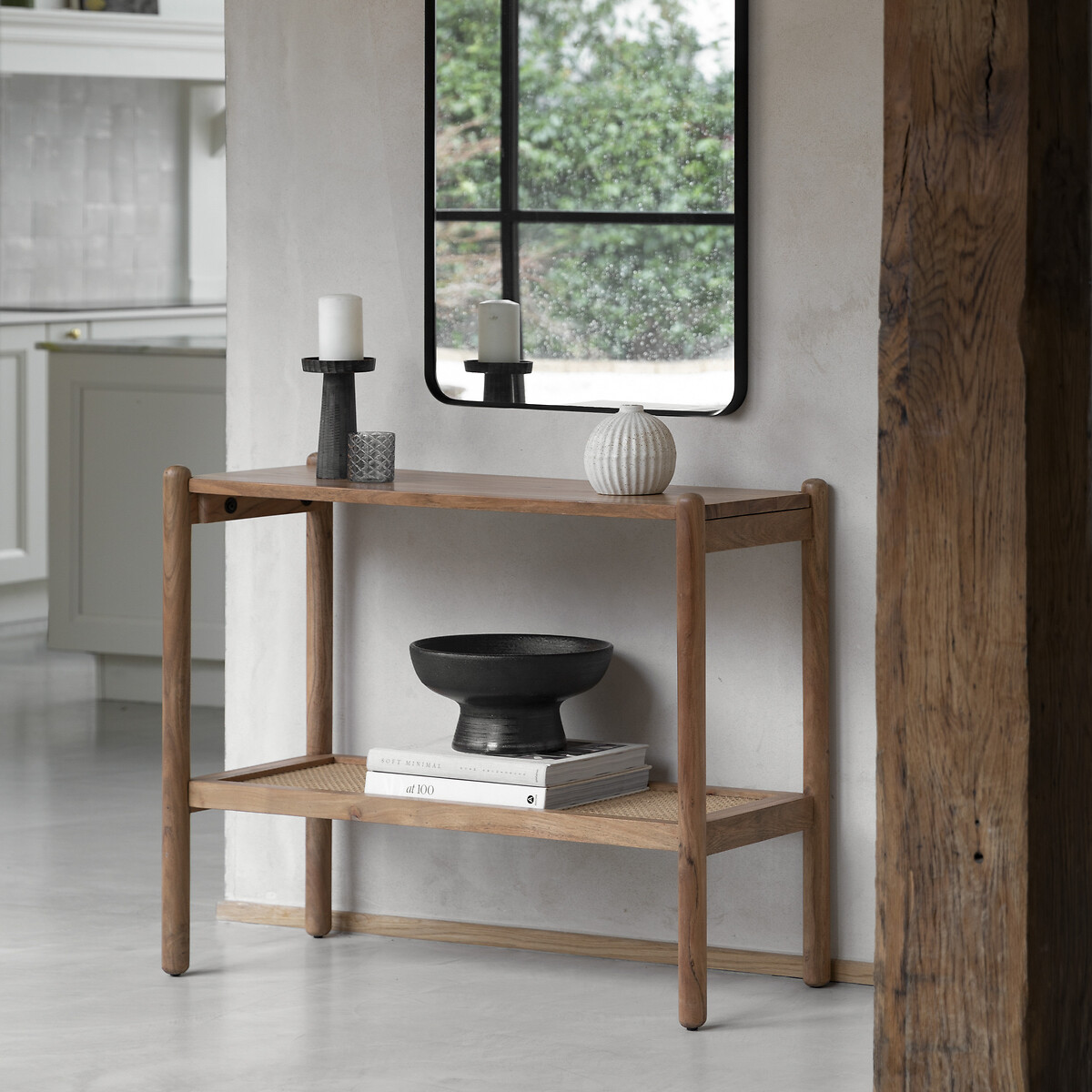 Chico Acacia Console Table with Rattan Shelf natural, ÉDITÉ