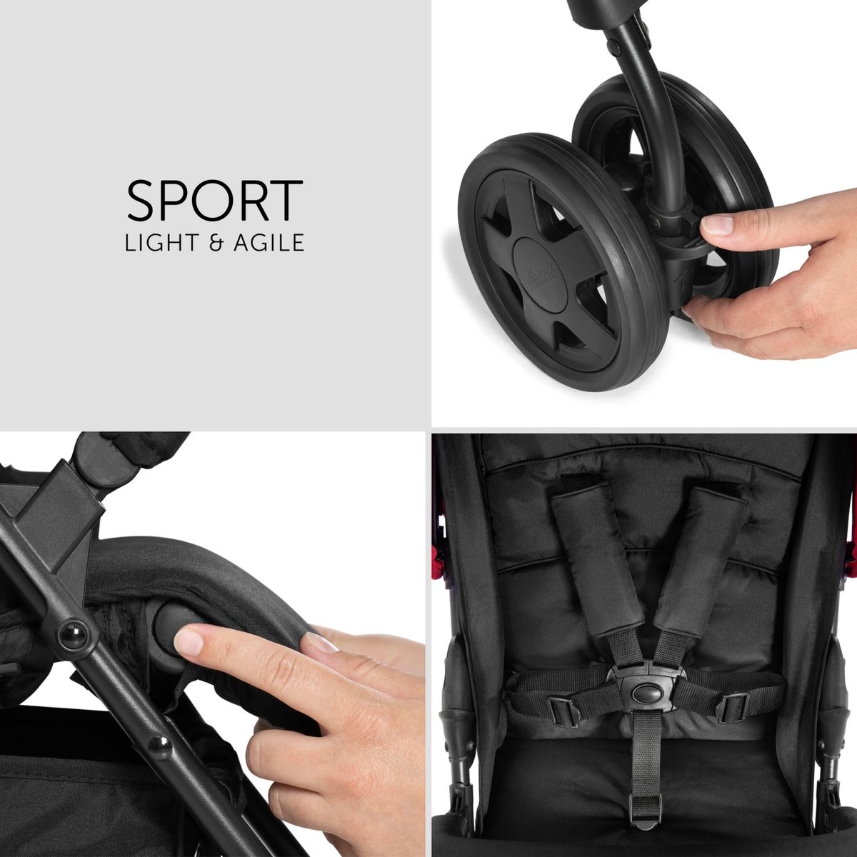 Poussette canne Sport rouge, HAUCK