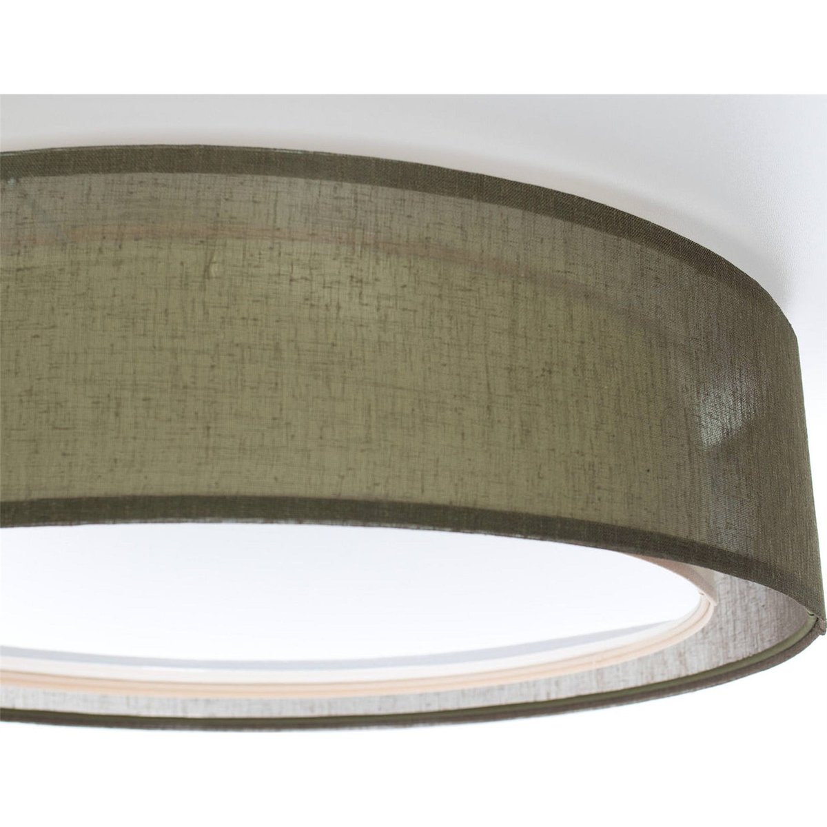 Plafonnier double en tissu rond Puro vert tissu semi-transparent, BPS KONCEPT